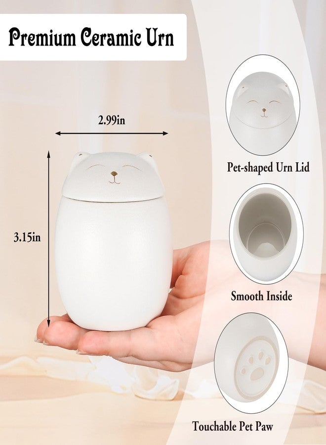 SOITIS Smiley Cat Shaped Pet Urn for Ashes - 3.2x2.9 inch Memorial Urn for Cats Dogs, Pet Cremation Small Urn with Ceramic Head Lid, Mini White Keepsake for Cat Ashes - Image 3